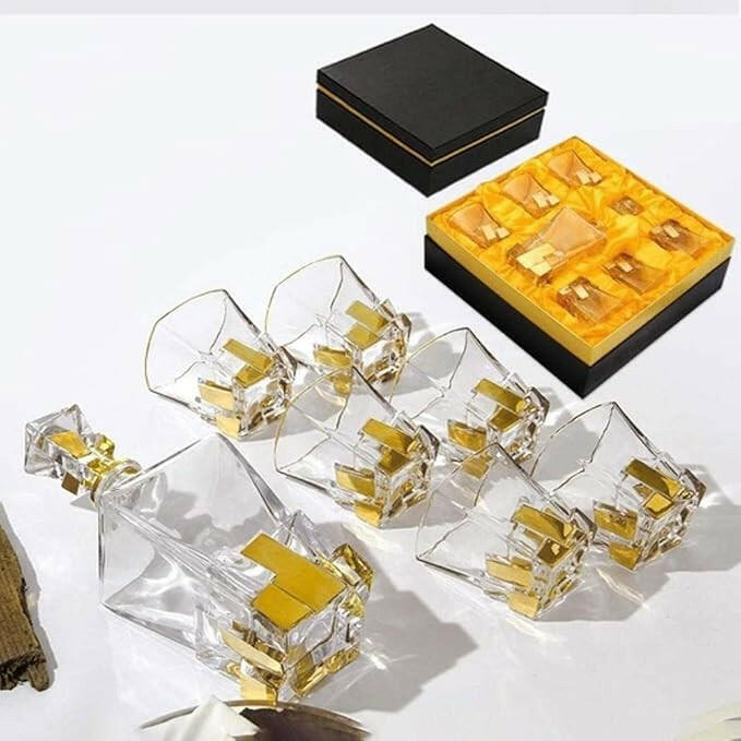 Carafe Luxueuse à Whisky + 6 verres en cristal.