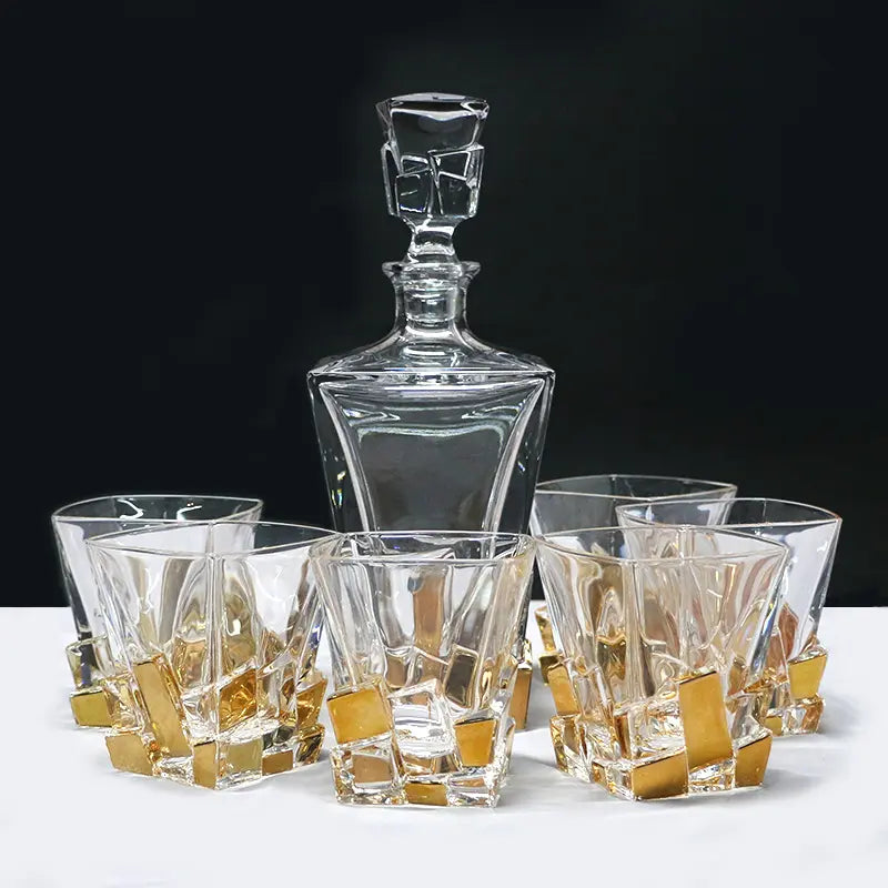 Carafe Luxueuse à Whisky + 6 verres en cristal.