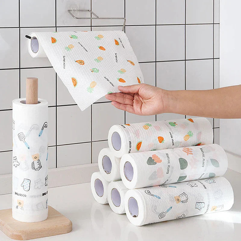 Rouleau de Lingettes Réutilisables pour la Cuisine, Usage Humide et Sec.