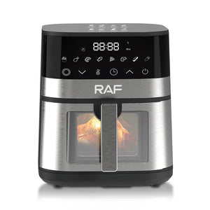 RAF 5.0L Large Capacity 1400W Stainless Steel Air Fryer Oven Fryer Oil Free Electric Digital With Visible Window Touch Screen.