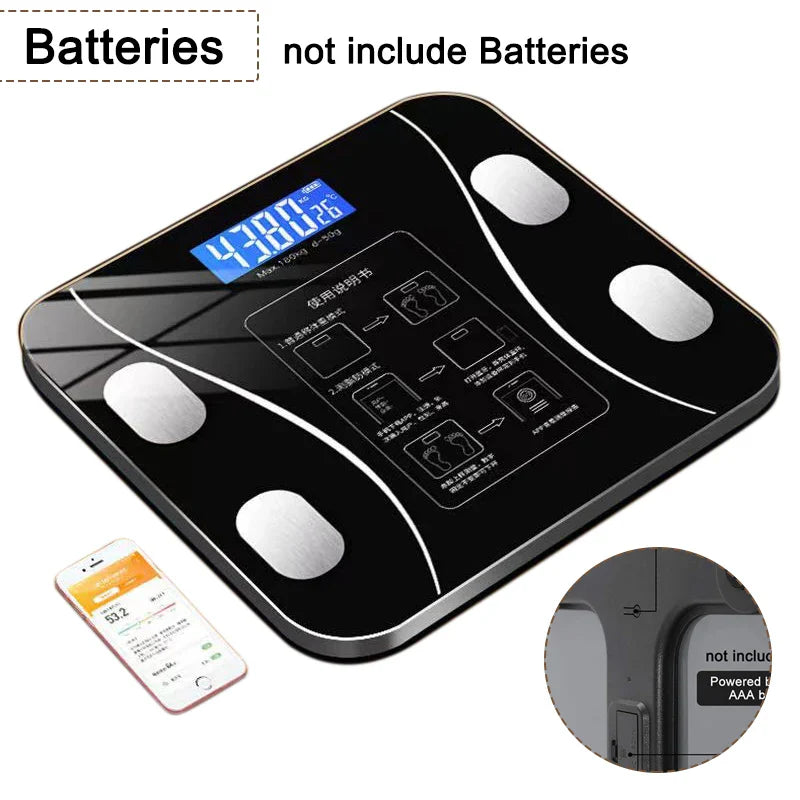 Smart Body Fat Scale Wireless Digital Bathroom Scale Bluetooth Electronic Weight Scale with Smartphone App.