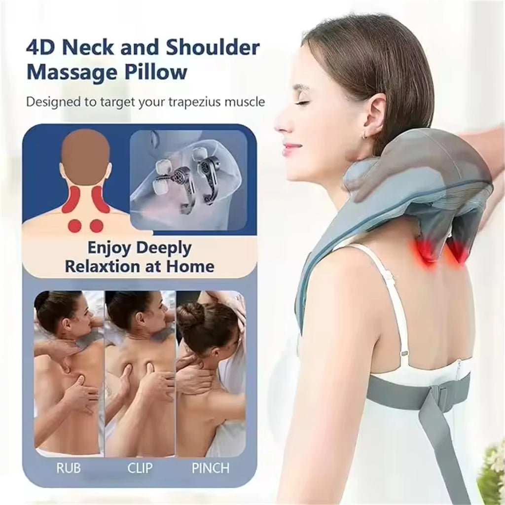 Oreiller de Massage Sans Fil   pour le Cou, le Dos et Tout le Corps.