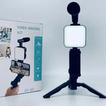 Charger l&#39;image dans la galerie, Smartphone Vlogging Kit With Tripod Phone Holder Mini Microphone LED Fill Light Starter For TikTok Live Stream Video YouTube
