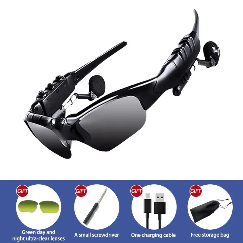 Smart Bluetooth Audio Glasses Outdoor Sports Cycling Surround Sound Headphones Listen To Music Call Polarized Sunglasses.