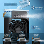 Charger l&#39;image dans la galerie, Portable Air Conditioner Fan 4 in 1 Personal Mini Cooling Spray Fan Small Aircon Humidifier Desk Fan for Home Office Room.

