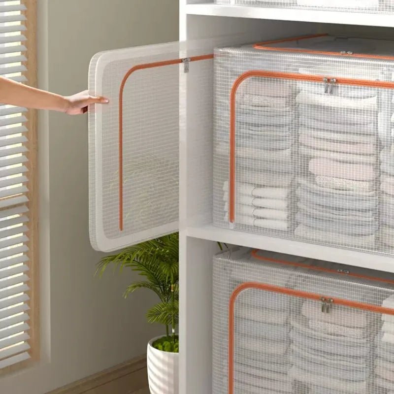 Transparent clothing organizer Multi-functional folding bins toy storage box waterproof storage box home storage shelves.