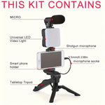 Charger l&#39;image dans la galerie, Smartphone Vlogging Kit With Tripod Phone Holder Mini Microphone LED Fill Light Starter For TikTok Live Stream Video YouTube
