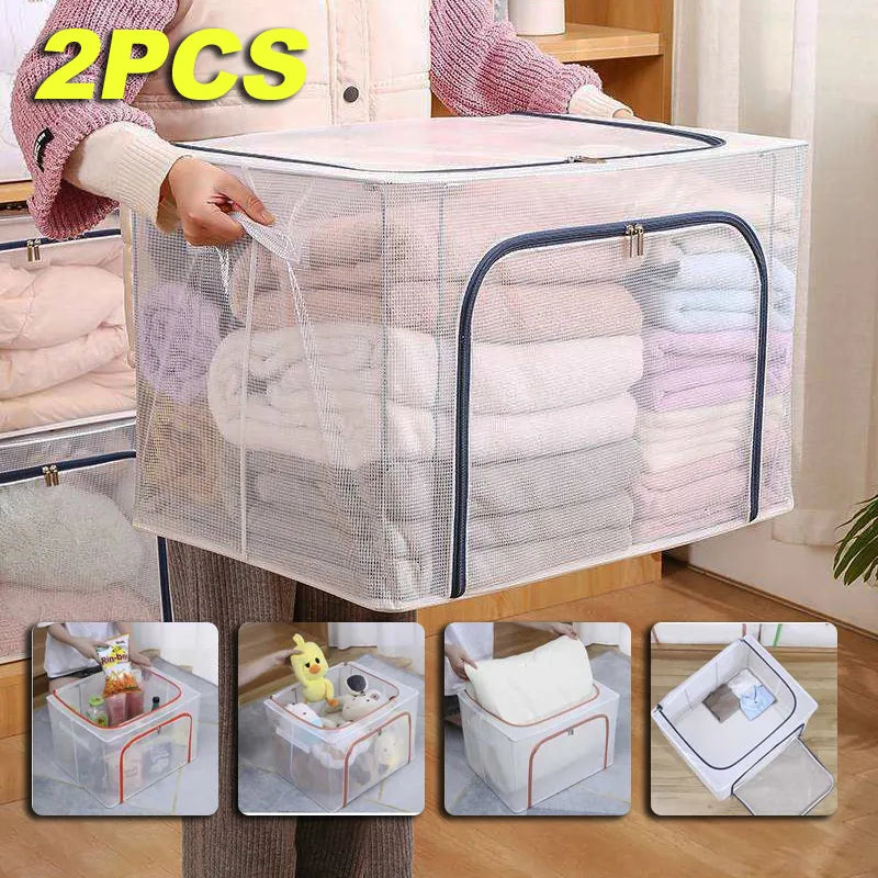 Transparent clothing organizer Multi-functional folding bins toy storage box waterproof storage box home storage shelves.