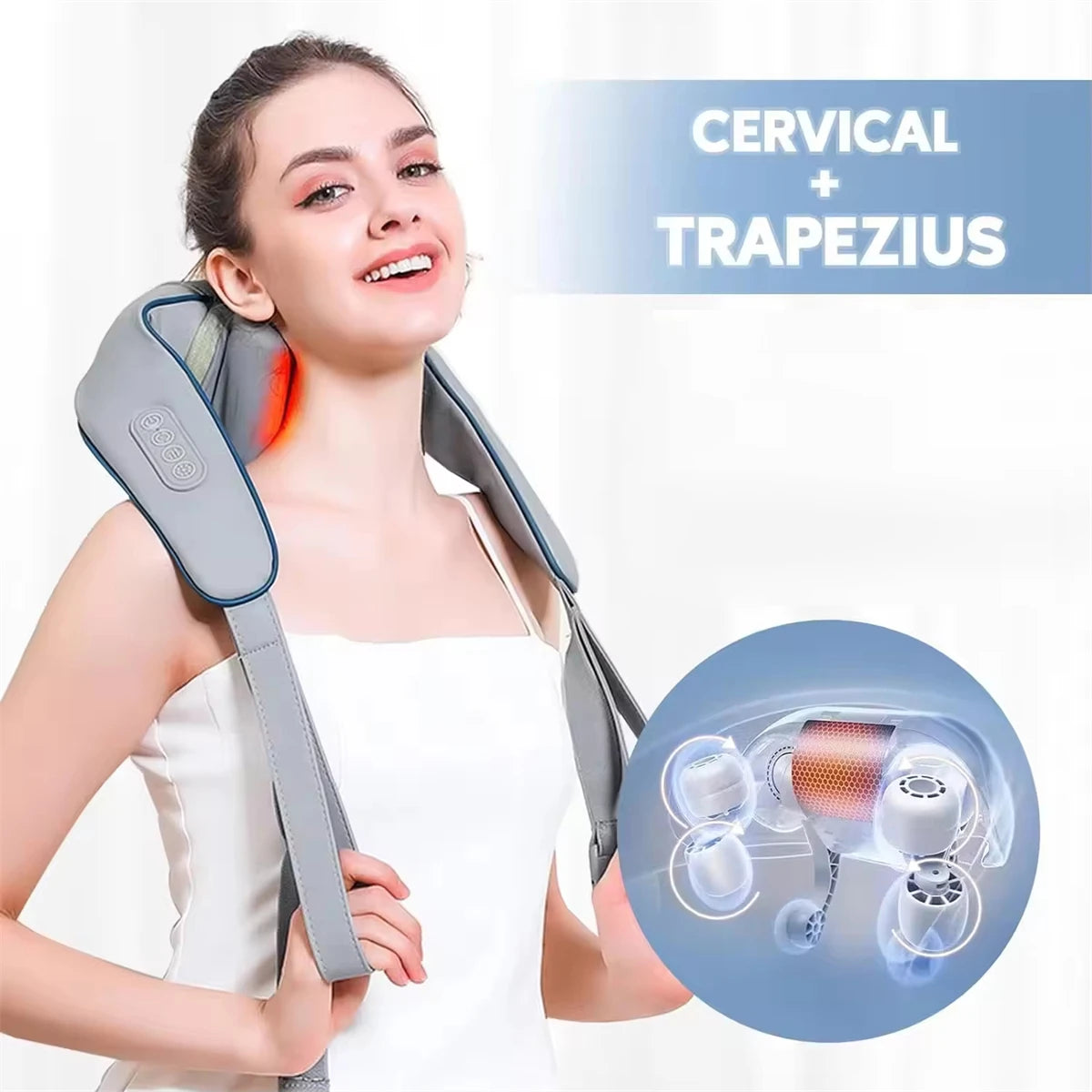 Oreiller de Massage Sans Fil   pour le Cou, le Dos et Tout le Corps.