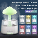 Charger l&#39;image dans la galerie, Mushroom Rain Air Humidifier Electric Aroma Diffuser Rain Cloud Smell Distributor Relax Water Drops Sounds Colorful Night Lights.
