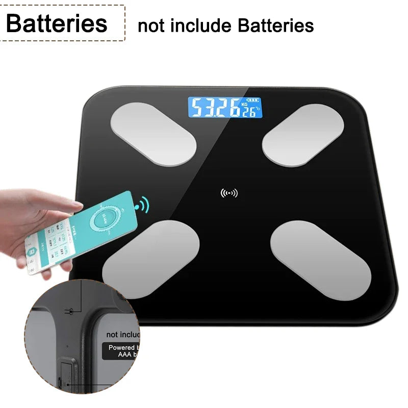 Smart Body Fat Scale Wireless Digital Bathroom Scale Bluetooth Electronic Weight Scale with Smartphone App.