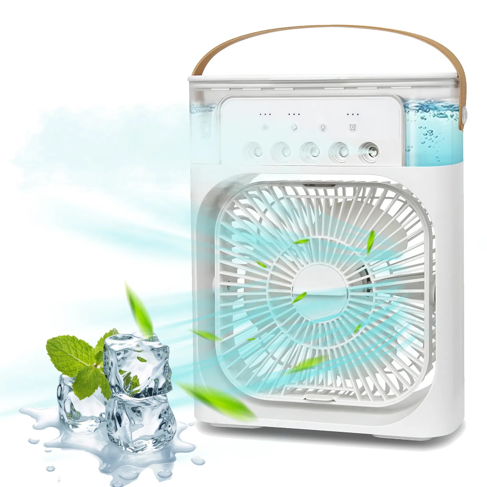 Portable Air Conditioner Fan 4 in 1 Personal Mini Cooling Spray Fan Small Aircon Humidifier Desk Fan for Home Office Room.