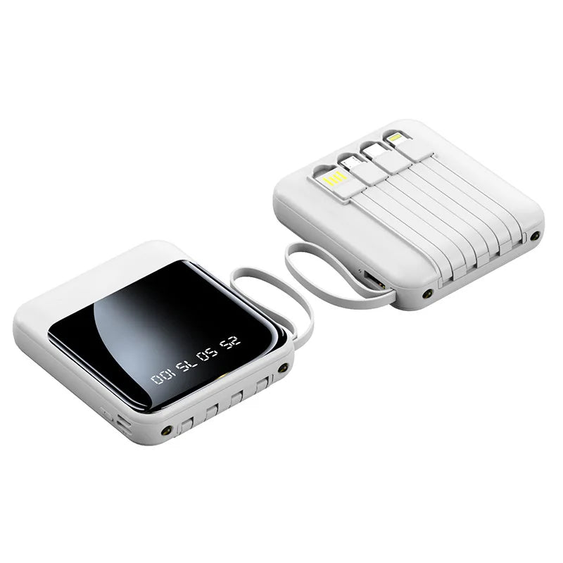 Mini Power Bank Universel -  10.000mAh avec 4 Câbles Charge.