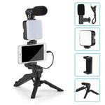 Charger l&#39;image dans la galerie, Smartphone Vlogging Kit With Tripod Phone Holder Mini Microphone LED Fill Light Starter For TikTok Live Stream Video YouTube

