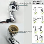 Charger l&#39;image dans la galerie, 1080° Rotatable Extension Faucet Sprayer Head 2 Spray Modes Universal Bathroom Tap Extend Adapter Aerator
