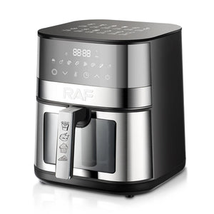 RAF 5.0L Large Capacity 1400W Stainless Steel Air Fryer Oven Fryer Oil Free Electric Digital With Visible Window Touch Screen.