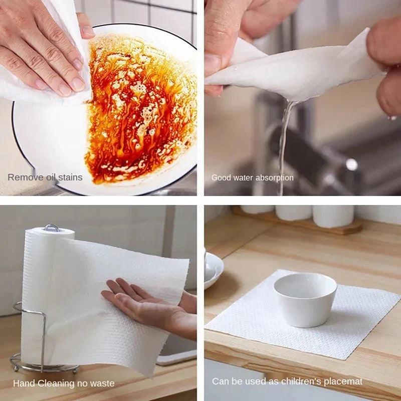 Rouleau de Lingettes Réutilisables pour la Cuisine, Usage Humide et Sec.